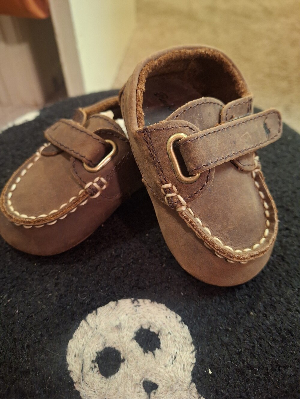 Brand New Infant Ralph Lauren Polo Brown Leather Moccasin Loafers Size 1